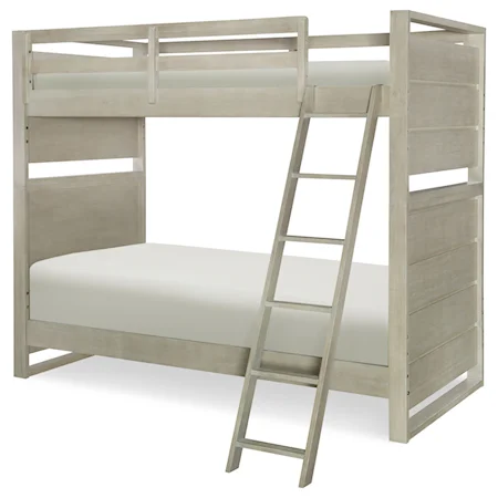 Contemporary Twin over Twin Bunk Bed with Ladder
